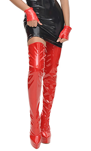 6 inch Custom size Red PVC Thigh Boots
